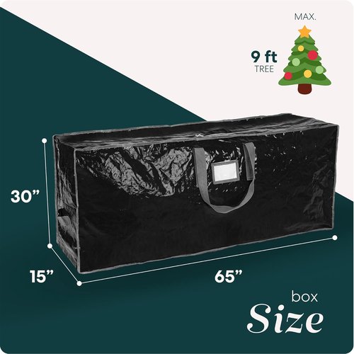 Christmas Tree Storage Bag - Durable Waterproof Zippered Bag for 9-Foot Artificial Tree | Protects Against Dust & Moisture (Black)