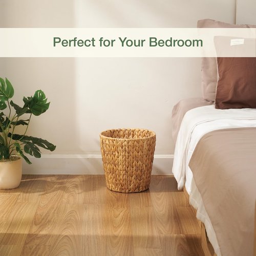 84ECO 2-Pack Wicker Trash Can for Bathroom - Wicker Waste Basket for Bedroom, Office - Rattan Trash Can - Decorative Waste Basket (Natural, 3 Gallons)