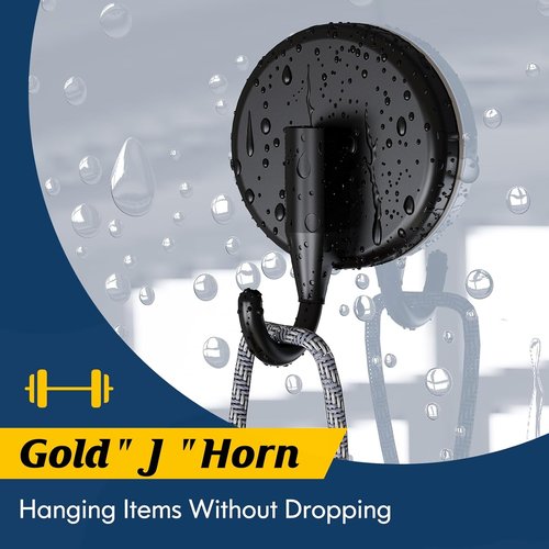 MOTAIPEAK Suction Cup Hooks - Versatile Shower Hooks for Glass, Tile & Metal - Black (2 Pack)