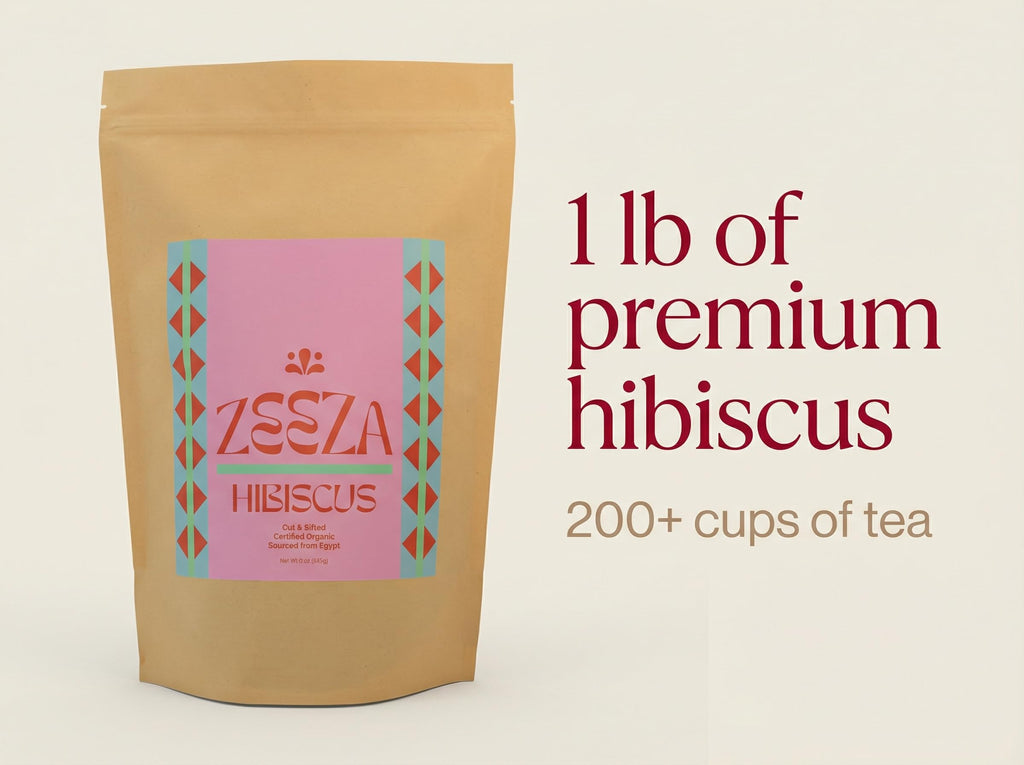Zeeza Hibiscus Tea, 1LB, Organic Hibiscus Flowers from Egypt - Cut & Sifted - Loose Leaf Tea - Ideal for Agua Fresca, Iced Tea, & Karkadé
