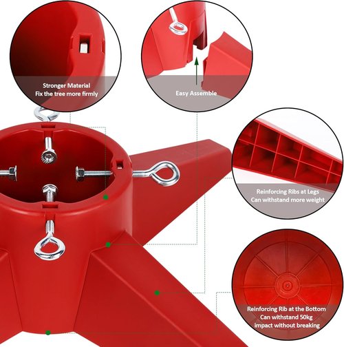 FORUP Christmas Tree Stand - Durable Base Holder for Real Trees | Red Color