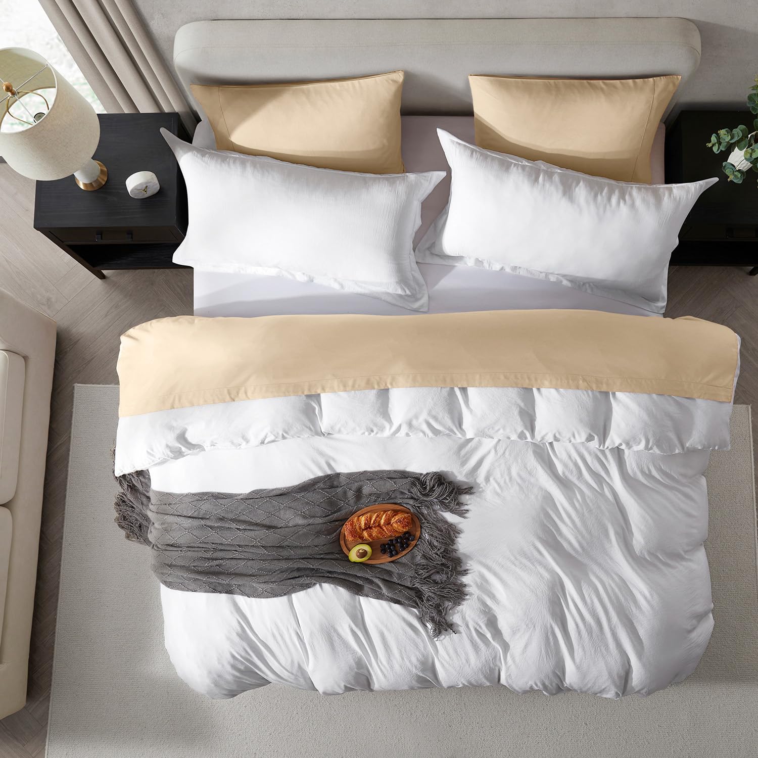 Hearth & Harbor King Duvet Cover Set - 3 Piece Soft Prewashed Bedding Set - Includes 1 Duvet Cover 104x90 inches with Zipper Closure and 2 Pillow Shams, White, Comforter Not Included