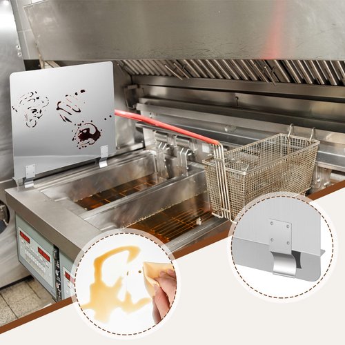 Ferraycle 2 Packs Stainless Steel Fryer Splash Guard Commercial Side Stove Splash Splatter Guard for Stop Oil from Splattering(20-1/2)