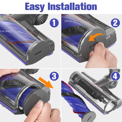 DrRobor Upgraded V12 V9 Anti-Tangle Motorbar Replacement Brush Head Compatible with Dyson V9 Motorbar / V12 Detect Slim Cordless Vacuum Cleaners, Lightweight Hardwood & Carpet Floor Attachment