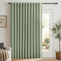 Skiennix 100% Blackout Linen Curtains - Thermal Insulated Drapes, 1 Panel Set, 100" W x 90" L, Sage