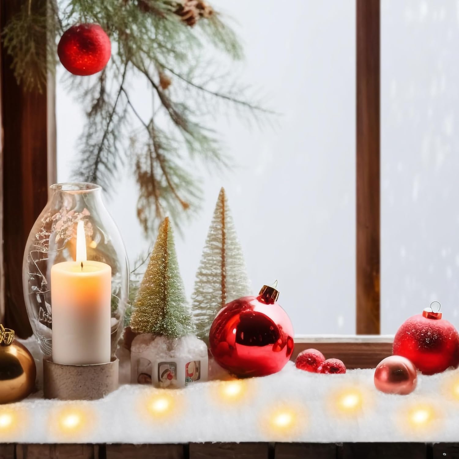 QZYL Christmas Snow Blanket Roll - 1.5 x 6FT with Lights for Festive Holiday Decorations, White