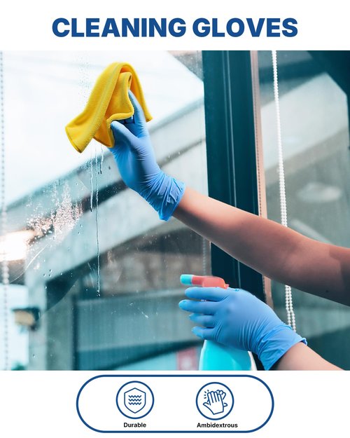 Schneider Blue Vinyl Synthetic Exam Gloves, Large, Case of 1000, 4-mil, Powder-Free, Latex-Free, Non-Sterile, Disposable Gloves