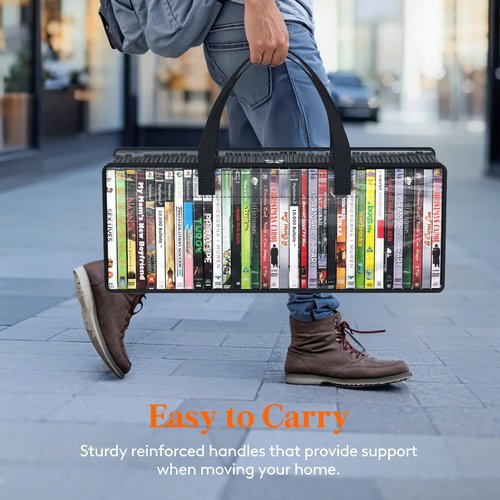 Lifewit DVD Storage Bags, Clear PVC DVD Case Holder with Handles, Front Window Zipper Design, Stackable Media Organizer for Blu Ray Disc, Movie Cases, VHS Box, Hold 210 Pcs DVDs (35 Each), 6 Pack