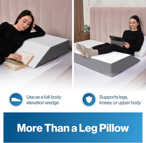 Kölbs Extra Wide Leg Elevation Pillow - Chic Jacquard Cover for Ultimate Comfort | XL Size for Post-Surgery Relief
