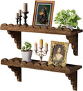 QsQueen Scalloped Wood Wall Shelf - 17-Inch Rustic Floating Shelf with Easy Install Brackets for Any Room