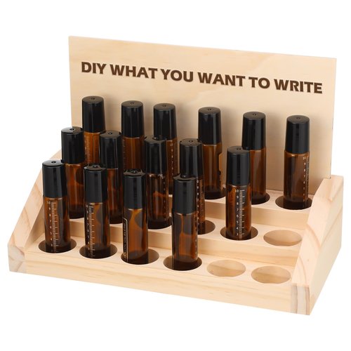 AceOrbit 3 Tier Wooden Essential Oil Organizer with Detachable DIY Board 5-20ml 18 Slots Essential Oils Racks Display Stand Roller Bottle Display Tabletop Storage for Nail Polish Fragrance Container