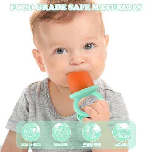 HUAKENER Mini Popsicle Molds, Silicone Popsicle Mold for Toddlers, 6-Cavity Ice Pop Molds with Handle for Making Healthy Baby Food, Breastmilk Popsicle (Green)