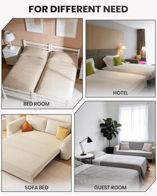 3-in-1 Bed Bridge Twin to King Converter, Split King Gap Filler for Adjustable Bed with Fitted Sheet, for King Size Mattresses, Mattress Connector to Close Gap, No-Slip Mattress Bridge, White