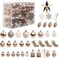 Roseleaf 132-Pc Traditional Christmas Tree Ornament Set - Shatterproof White & Blue Accents