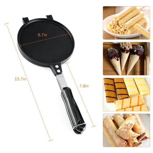 Dyna-Living Waffle Cone Maker Ice Cream Cone Maker Machine 6.7/8.6in Egg Roll Mold for House Commercial Homemade DIY Ice Cream Cone Baking Pan