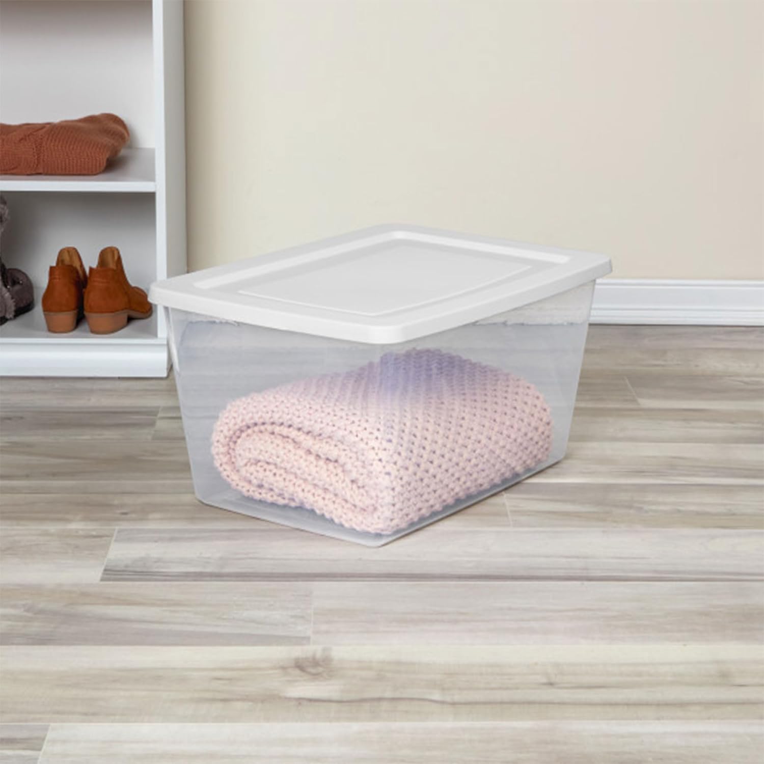 Sterilite 8-Pack Storage Bins - Clear Heavy-Duty Plastic Containers with Lids | 58 Quart for Organizing