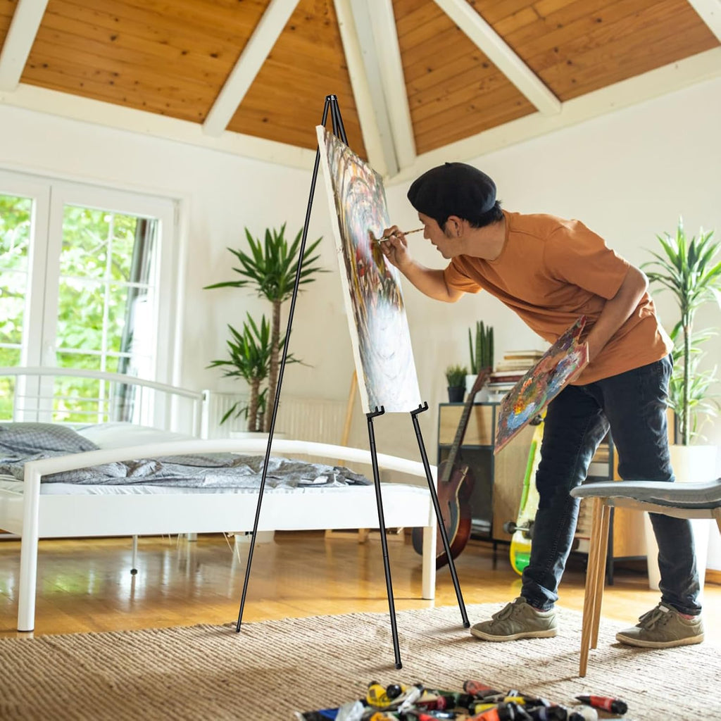 PUJIANG 63" Easel Stand - 3 Pack Metal Art Display for Pictures & Signs | Includes Carrying Bag