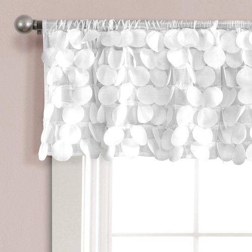 Lush Décor, White Lush Decor Gigi Valance Textured Window Kitchen Curtain (Single), 70" W x 14" L
