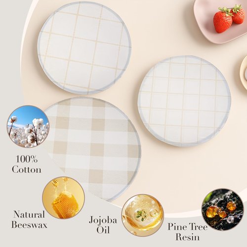Tirphy Reusable Bowl Covers for Bread Proofing - Beeswax Bowl Covers Reusable 8/10/12 Inch - Elastic Cotton Cloth Sourdough Cover - Shower Caps for Sourdough Bread
