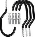 Febwind Heavy Duty Bike Hooks - 4 Pack Screw-In Bicycle Hangers for Garage Ceiling & Wall Storage | Black