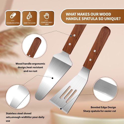 2 Pieces Wood Handle Pie Server Set Cake Cutter Pizza Tart Dessert Slicer for Cutting and Serving Desserts Brownies Lasagna