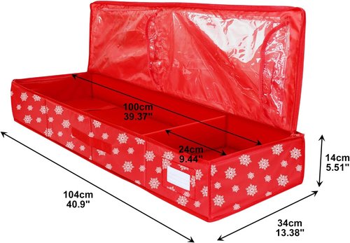Gift Wrap Storage Organizer by Christmas | Heavy-Duty 600D Underbed Bag with Pockets - Large Size for Holiday Accessories