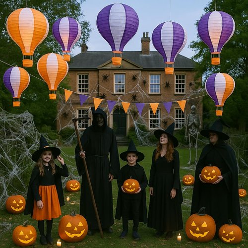 Pack of 3 Stripy Hot Air Balloon Paper Lantern Wedding Party Decoration Craft Lamp Shade (Purple, 16" (40CM))
