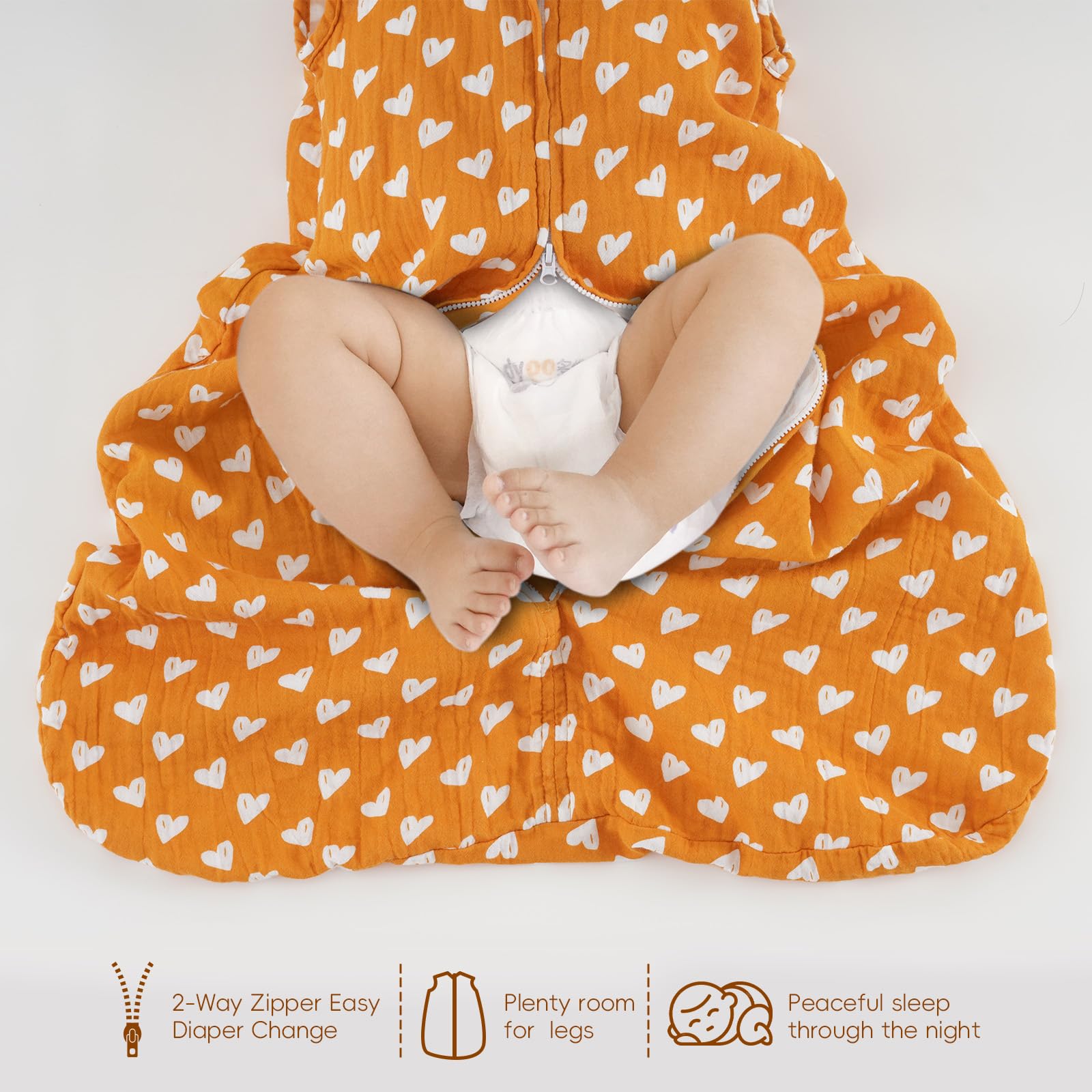 david's kids Muslin Cotton Baby Sleep Sack 18-24 Months, 2 Pack 100% Cotton Sleeping Bag for Summer, TOG 0.5 Baby Wearable Blankets with 2-Way Zipper, Soft Sleep Sacks for Newborn Infant, Rainbow