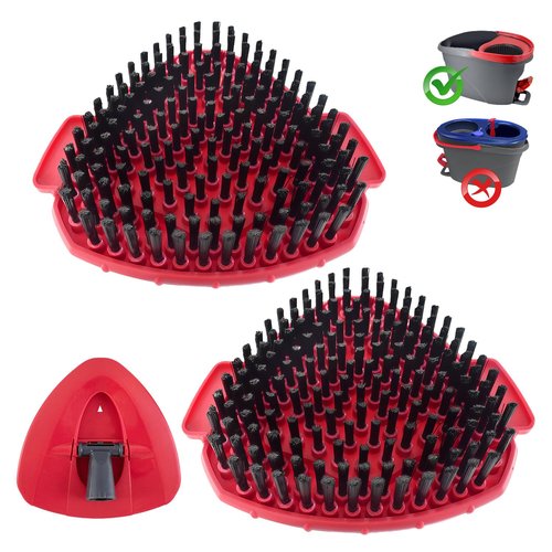 Scrubber Mop Head for Ocedar, Scrub Brush Scrubber Head Compatible for O Cedar Easywring 1-Tank System, 2 Pcs Mop Brush Spin Mop Scrub Brush Head with 1 Mop Base for Bathroom Kitchen Tub and Tile