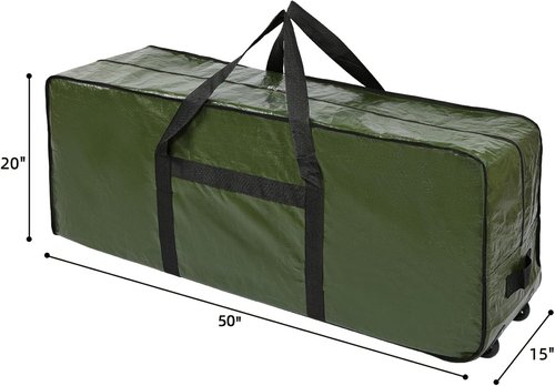 HOMEST Christmas Tree Storage Bag - Zippered Design with Wheels for 4.5-7 ft Artificial Trees - Green