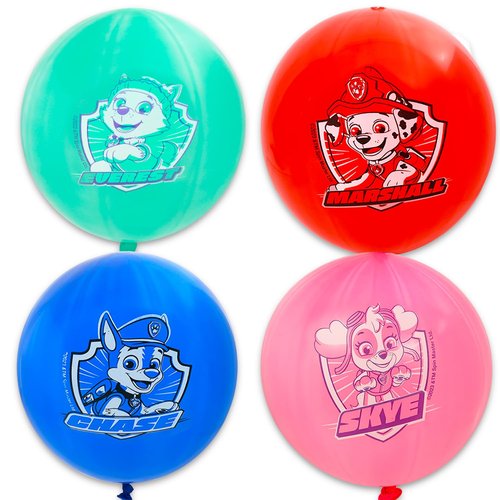 12-Pack Paw Patrol Balloons Set - Bundle with 12 Decorative Punch Balloons Featuring Chase, Marshall, Skye, Everest Plus Stickers, More | Paw Patrol Decoration for Parties