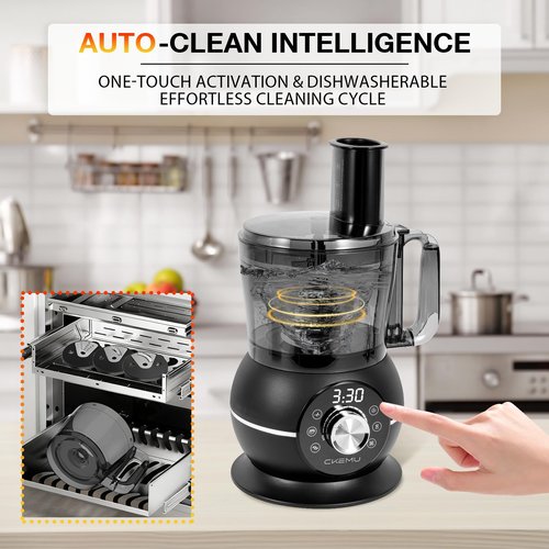 Smart Upgraded Food Processor 12 Cup, Electric Food Chopper Slicer with French-Fry Slicing Shredding Chopping Kneading Cutter, For Meat, Vegetable, Fries, Cheese, Meat & Veggie Prep, Puree