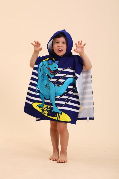 TEHALK Dinosaur Hooded Towels for Kids/Toddler/Boys/Girls, Poncho Beach Towels for Pool/Swimming, Towel Robes/Wearable Towel for Kids 2-10