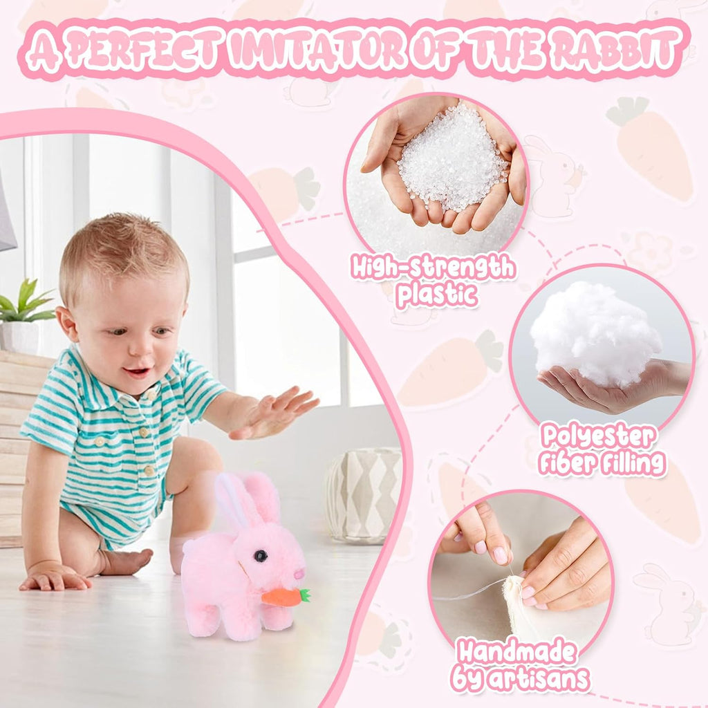 RichRabbit Bunby - Realistic Interactive Bunny Toy | Jumping, Twitching Ears - Pink