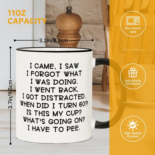 Shqiueos Funny 60th Birthday Gifts for Women Men Mug 11oz, Gag 60 Year Old Birthday Gifts for Her Him, 60th Bday Gift Idea for Mom Dad Sister Best Friends, 1966 Birthday Decorations Coffee Cup
