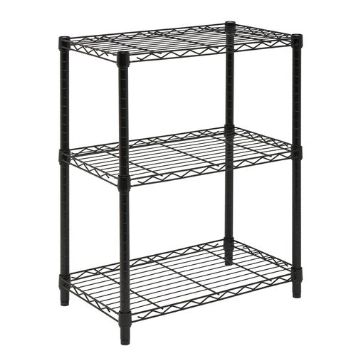 Honey-Can-Do 3-Tier Heavy Duty Adjustable Shelves, Metal Storage Rack With 250-lb Shelf Capacity, Black, 14" W x 24" L x 30" H