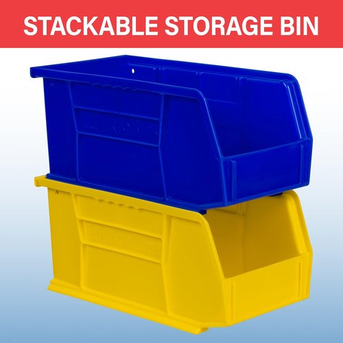 Akro-Mils Plastic Storage Bins - Space-Saving Stackable Organizers for Garage & Pantry | 10.5"L x 5.5"W x 5"H, Blue, 12-Pack