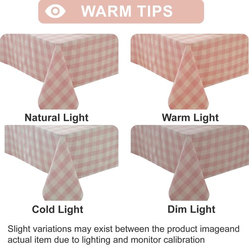 Alsoo Valentines Pink Gingham Tablecloth Rectangle Checkered Table Cloth Cotton Linen Fabric Wrinkle Free Washable Buffalo Plaid Table Cover for Kitchen Dining Picnic Camping, 60 * 75 inch