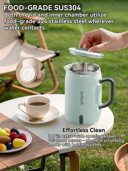 Complete Travel Tea Set with Mini Electric Kettle 0.6L, Hardshell Case for Portable Travel Hot Water Boiler, Teapot with Strainer, Cups and Protect Bag for Home, Office, and Camping Green