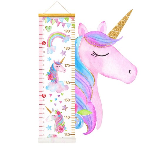HomeEvolution Kids Growth Chart Height Measuring Chart, Unicorn Canvas Wall Hanging Rulers for Baby Children Girls Bedroom Decor