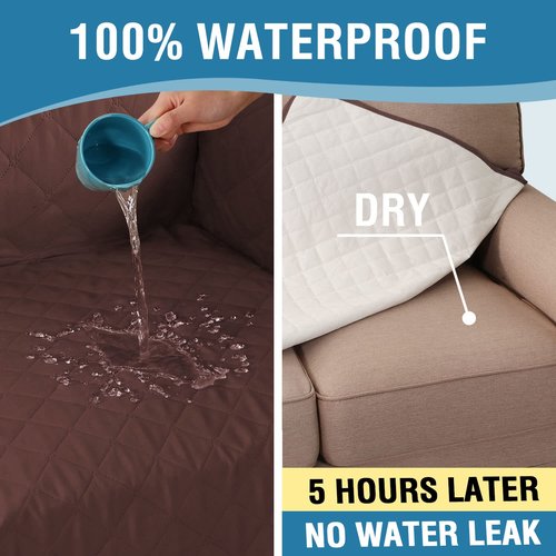 H.VERSAILTEX Couch Cover, Sofa Covers for 3 Cushion Couch, Dog Couch Cover Protector, Furniture Covers for Pets, 100% Waterproof Cover with Non-Skid Backing & Elastic Straps(Sofa, Chocolate)