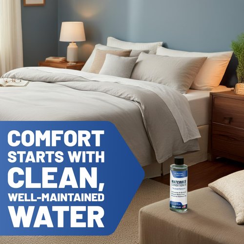 2X Concentrated Waterbed Conditioner — Made in USA — pH Neutral & Vinyl Safe Formula — Keeps Water Fresh & Clear, Prevents Air Bubbles & Odor — Extends the Life of all Waterbed Mattress Types — 8 OZ