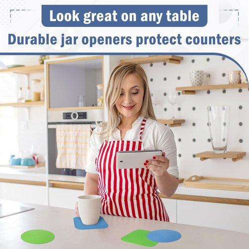 Aixoom Rubber Jar Opener Pads Set of 4, Round Heat-insulated Non-Slip Gripper Pads for Jars, Kitchen Tool for Easy Opening (Circle and Square)