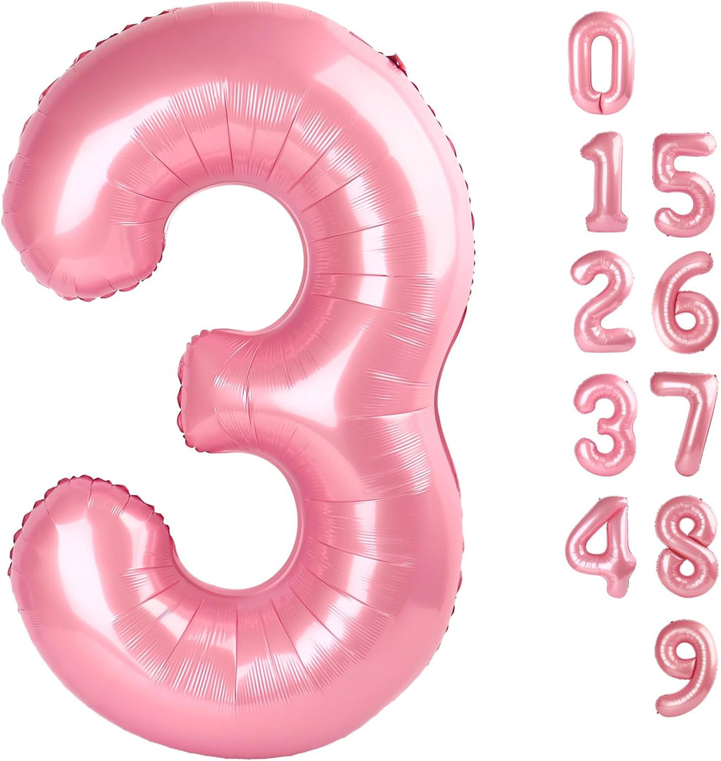 Numbers Balloon - 40 Inch Large Pastel Pink 3 for Three Year Old Birthday Decor | Party Decorations