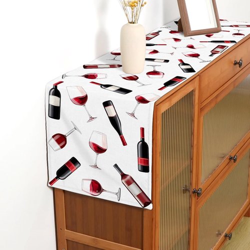 Buxiuer Red Wine Table Runner Wine Tasting Party Decoration Vino Before Vows Dining Room Home Kitchen Island Decor