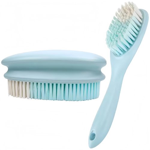 2 Pack Soft Bristle Cleaning Scrub Brush Laundry Brush Scrubber Brush for Clothes, Carpet and Fabric Stain Removal, Scrubbing Brush with Ergonomic Handle (Blue)