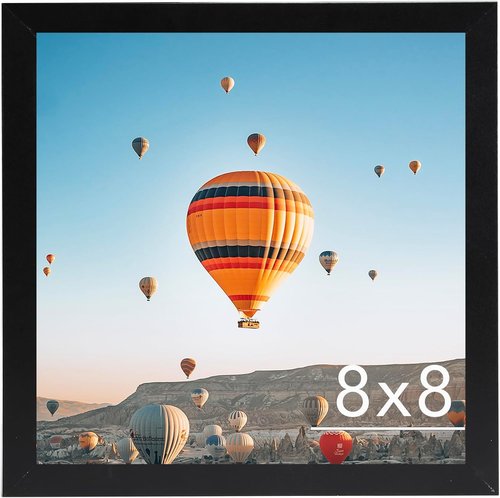 JCJMY 8x8 Black Picture Frame - Versatile Wall Hanging or Tabletop Display | Shatter-Resistant Plexiglass