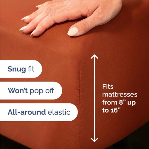 Hotel Luxury Twin Size 3-Piece Sheet Set by [Brand Name] - Comfy, Breathable & Cooling - Deep Pockets, Soft & Wrinkle-Free in Terracotta