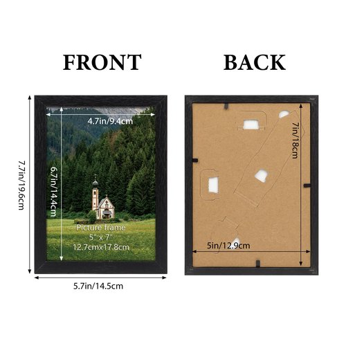 HORLIMER 5x7 Picture Frame Set of 12, Black Picture Frames Display 5 by 7 Photo for Wall or Tabletop