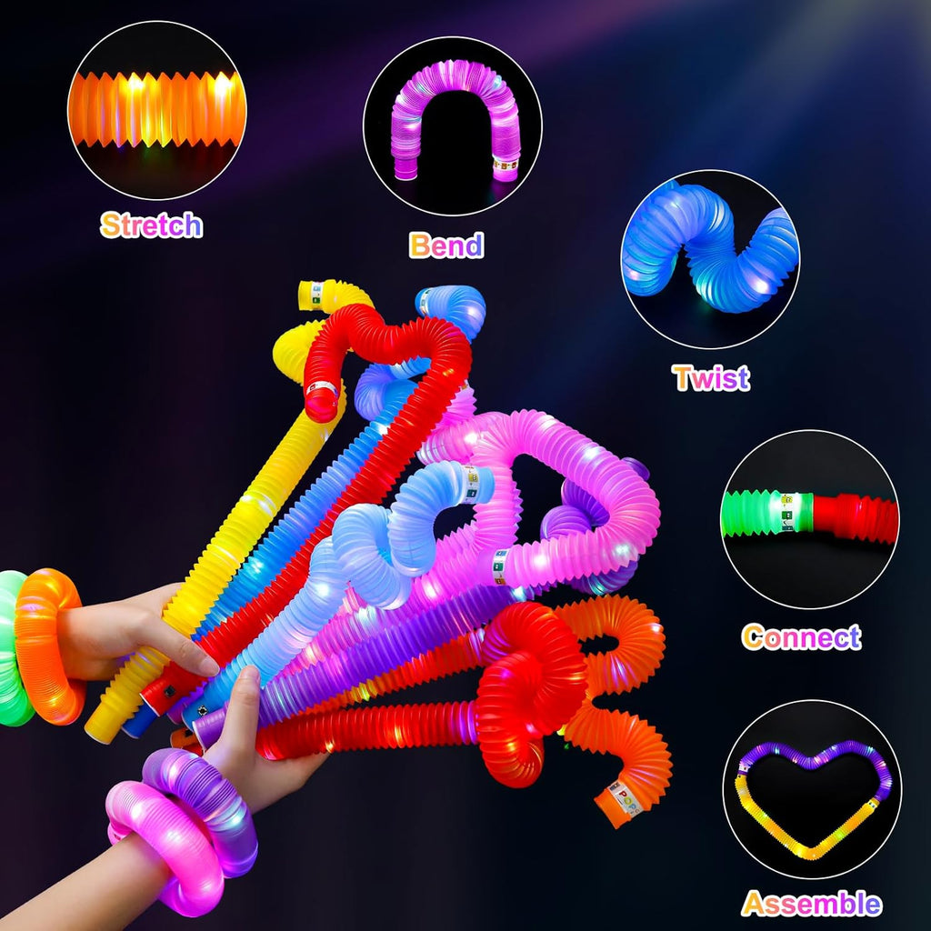 UrChoice Glow Sticks - 8PCS LED Pop Tubes Party Favors | Colorful Necklaces & Bracelets for Imaginative Play